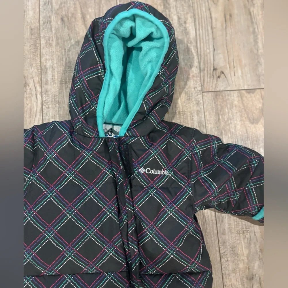 Columbia Black and Teal Baby Snowsuit Size 6-12 Months